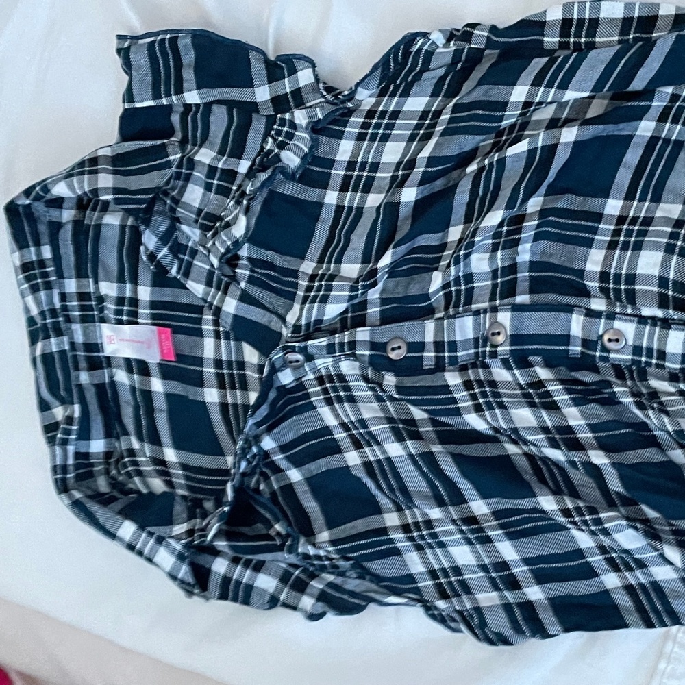 Plaid Girls Button Up Top